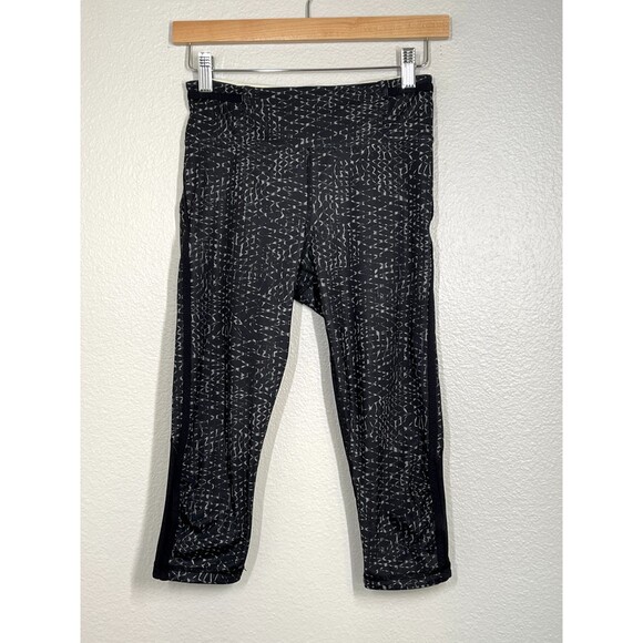 Lululemon Real Quick Crop Leggings Womens 4 Black Samba Snake Battleship Running - Picture 5 of 13